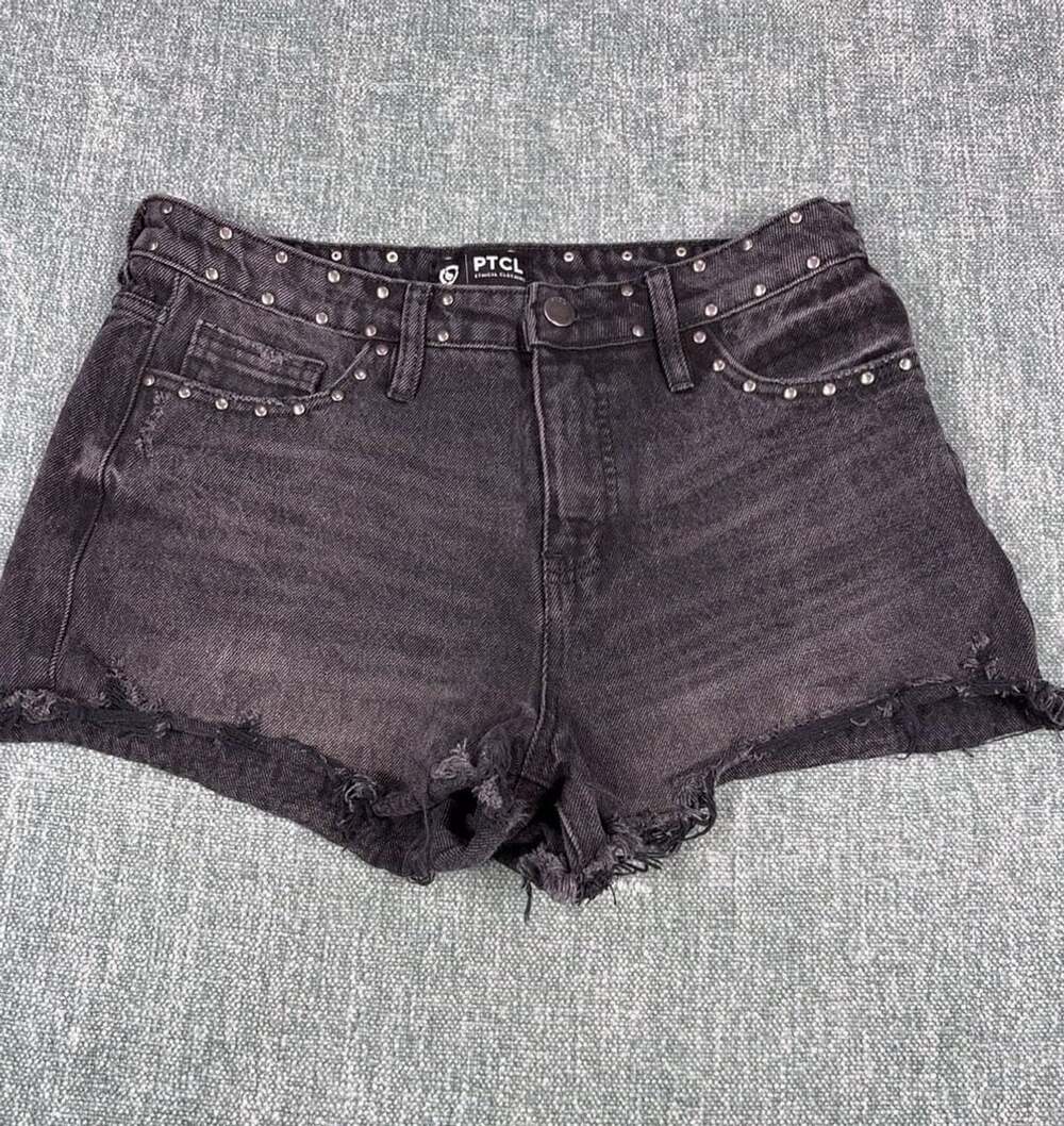 PTCL Ethical Clothing Black Denim Studded Cutoff Shorts Size 30